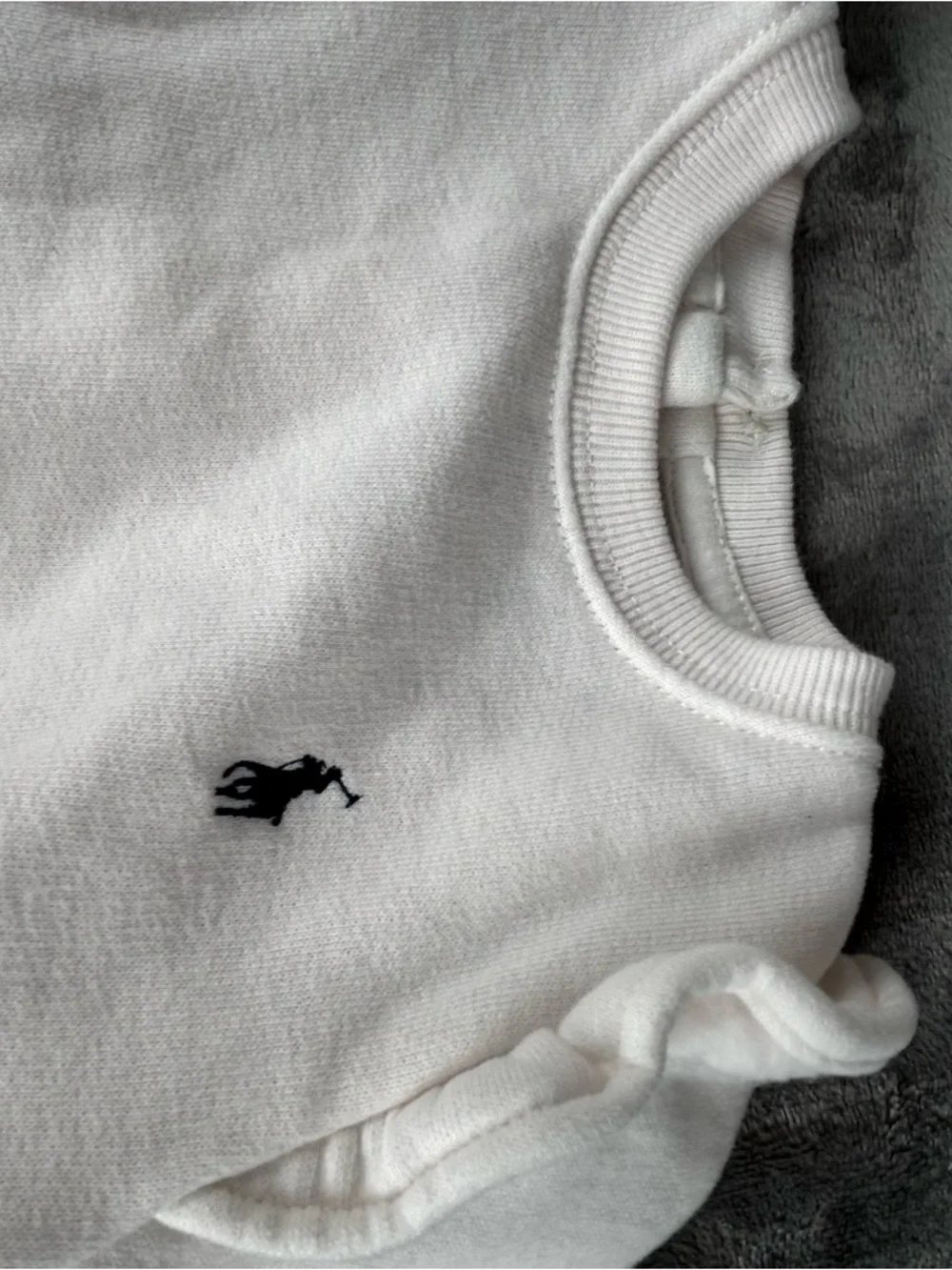 Ralph Lauren Dress Baby Girl 24 Months Pony Logo White Jersey Top Chambray Skirt